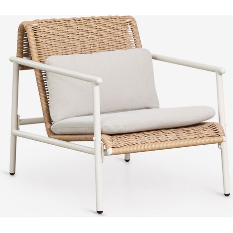 SKLUM Gartenstuhl mit Armlehnen aus Aluminium und synthetischem Rattan Duroli Gardenia Weiß                                  