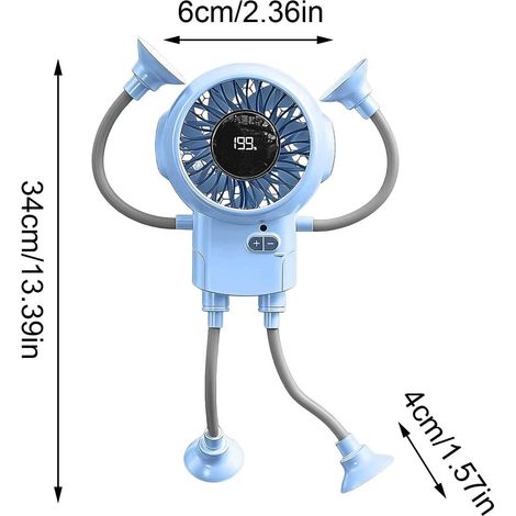 Ventilatore Portatile Silenzioso 30dB con Ventosa e Display LED, Design Moderno in ABS, Ricarica USB-C, Ideale per Ufficio, Auto e Campeggio (1/4)