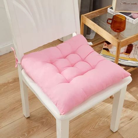Lot de 4 coussins de chaise moelleux, avec ruban, pour salle à manger, jardin, terrasse ou cuisine (40 x 40 cm), rose. - couleur (1/5)
