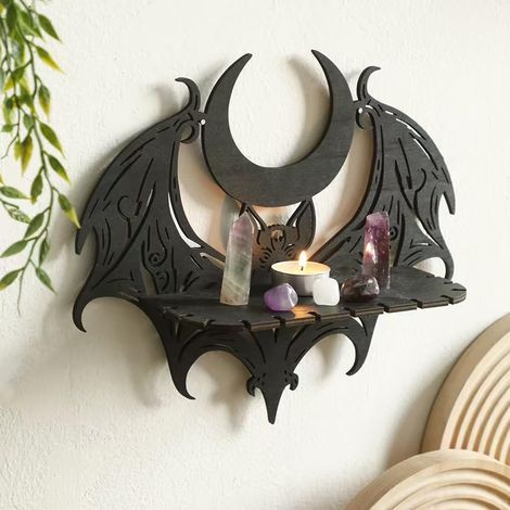Étagère murale en bois de chauve-souris creuse, décoration simple pour la maison et la chambre à coucher, 30x25.5 cm (1/5)