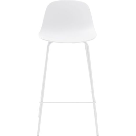 Lot de 2 chaises de bar en plastique et métal H67,5cm - Blanc - HEL (1/4)