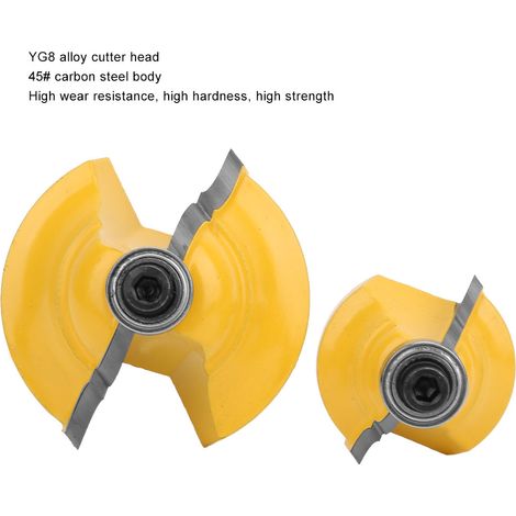 Lot de 2 fraises à router tige 8 mm pour bois et cadre fraise à chanfreiner corps acier 45 tête alliage YG8 1 et 1,5 pouces (1/5)