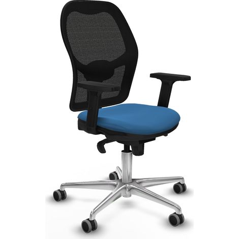 Jorquera sincro malla negra similpiel azul claro brazos 2D base aluminio ruedas 65mm engomada (1/5)