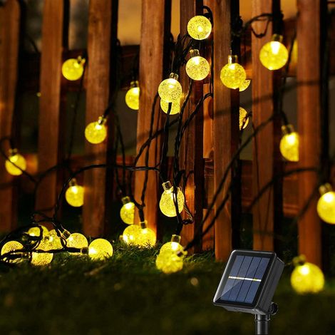Guirlande lumineuse solaire, 7,5 m, 50 LED, blanc chaud, guirlande cristalline, rangement extérieur, 8 modes d'éclairage, étanche, ampoules LED, idéale pour la décoration intérieure, jardin, terrasse,