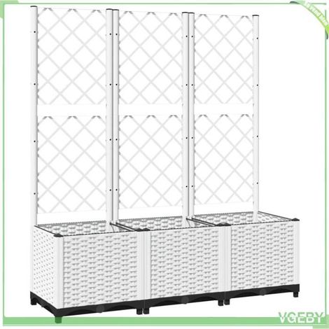 Jardinière avec treillis - FAFEICY - 153284 - Blanc - 120×40×136 cm - Treillis intégré (1/5)