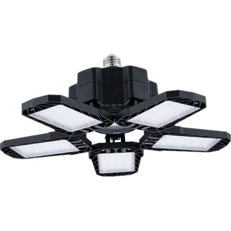 Lot de 2 Éclairage LED Garage 80W, E27/E26 Eclairage Atelier Déformable à 5+1 Panneaux Ajustables, 20000LM Super Brillant Plafonnier LED pour Garages, Sous sol, Atelier, Entrepôt, Bureau [Classe énerg (1/3)