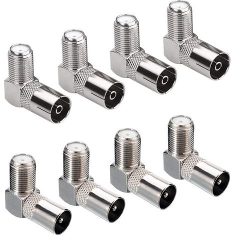 8 Pièces Connecteur, Adaptateur Coaxial, Type F vers PAL, 90 Degrés, Pour Antenne Satellite, TV Murale (1/5)