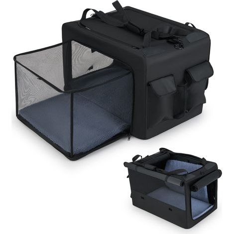 COSTWAY Folding Soft Dog Crate Portable Foldable Pet Carrying Bag-Black (1/5)