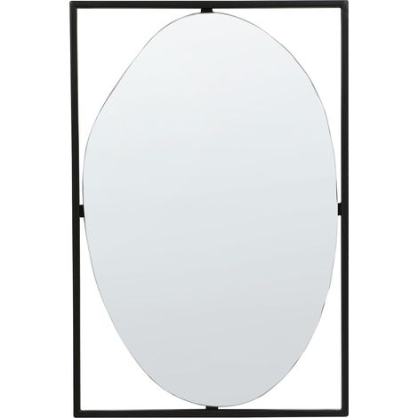 Specchio decorativo da parete in stile moderno appeso in metallo 40 x 60 cm Nero Nibelle