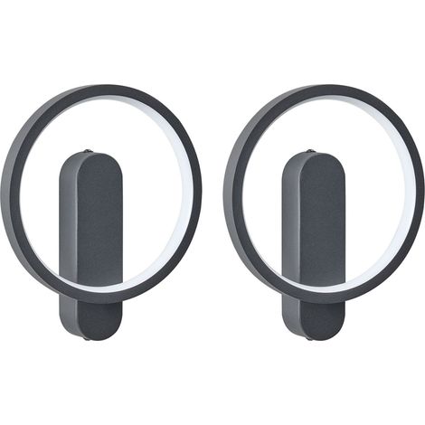 Set di 2 lampade da parete moderne a LED Forma ovale Forma rotonda Metallo verniciato a polvere Silicone nero Blies
