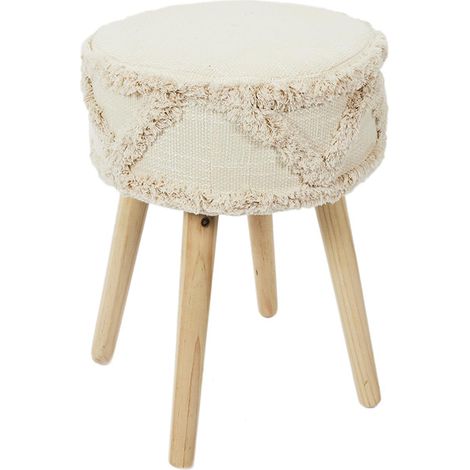 Tabouret - HOME DECO FACTORY - Mirage - Pratique - Léger - Blanc et Marron