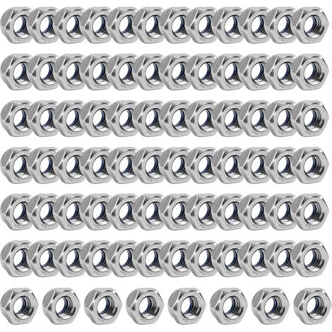 80PCS Ecrou M6 Inox, écrou Nylstop Inox M6 A2 V2a, écrou Autobloquant (Din 985 / Iso 105110), Ecrous Hexagonal En Acier Inoxydable, écrous Frein Hexagonaux Avec Insert En Nylon (1/5)