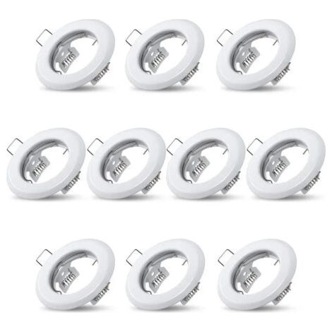 10x Spots lumineux encastrable plafond lampe fixe blanc supports pour spots encastrables acier inoxydable luminaire cuisine salon salle de bain,Trou encastré Ø55mm
