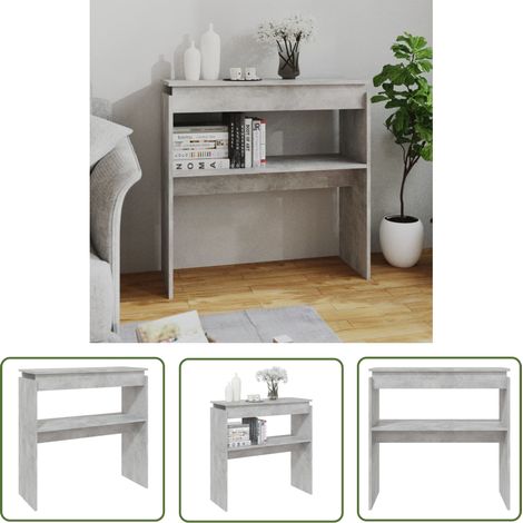 The Living Store Konsolentisch Betongrau 80x30x80 cm Holzwerkstoff - Konsolentisch - Beistelltisch - Wohnraumgestaltung - Flurmöbel - Grau Tisch (1/5)