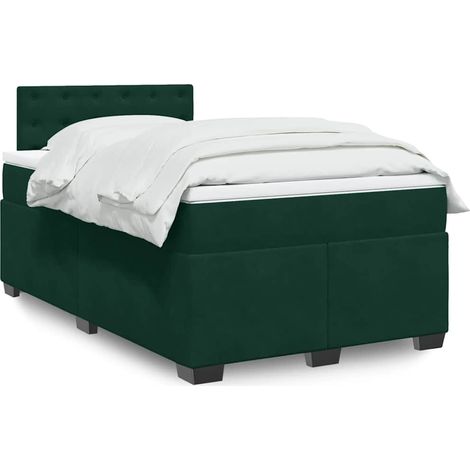Boxspringbett mit Matratze Dunkelgrün 120x200 cm Samt