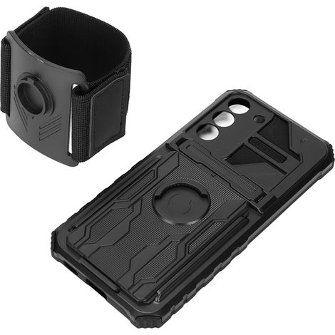 Étui pour Galaxy S22 Plus avec commande tactile, rotation 360°, support escamotable, dragonne de poignet, noir (1/5)