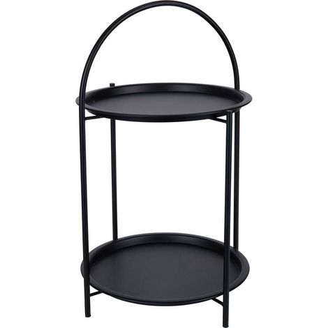 Table D'appoint Métal Noir Design Industriel Compact Et Robuste -