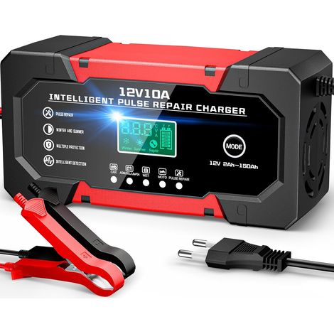 Chargeur de Batterie Voiture 10A 12V Chargeur Intelligent pour Auto Moto avec 5 Modes Réparation Écran LCD pour Auto Voiture Moto Camion Gel Wet LiFePO4 (1/5)