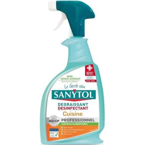 Nettoyant dégraissant désinfectant cuisine Sanytol professionnel - Spray 750 ml (1/2)