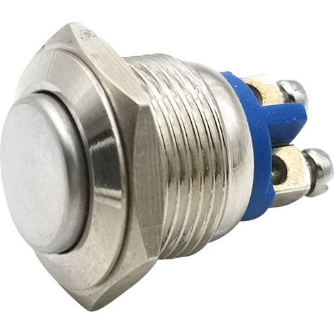 Sollbry Interrupteur à bouton-poussoir momentané, coque métallique en acier inoxydable, adapté à un trou de montage de 16 mm 5/8" – Argent (1/3)