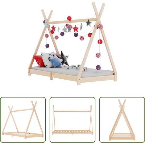 vidaXL Kiefer - Kinder-Bettgestell Massivholz Kiefer 80 x 160 cm (1/5)