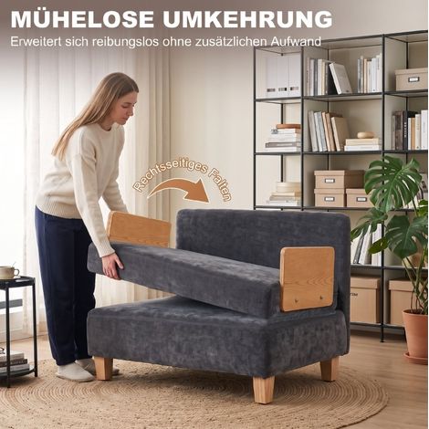 Poltrona letto 2 in 1 94x63x89 cm in poliestere grigio scuro (1/5)