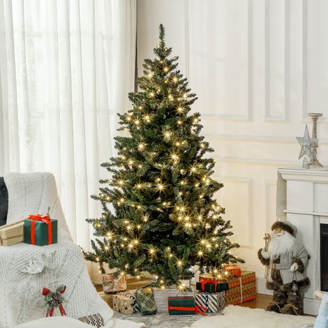 Árbol de Navidad Artificial 180 cm con 310 Luces LED 872 Ramas y Patas de Metal Árbol Navideño para Interior Verde (1/5)