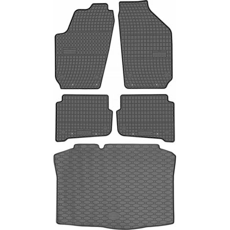 Set di tappetini in gomma per auto e tappetino per bagagliaio per Skoda Fabia I Hatchback dal 2000 al 2008.