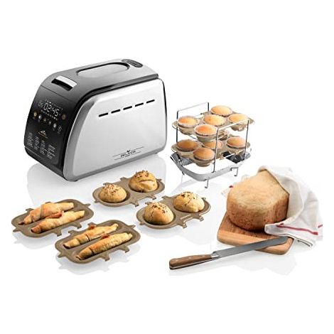 Machine à pain argent 850W – 16 programmes – Écran LCD tactile – Démarrage différé jusqu'à 15h – Choix taille et couleur croûte – ETA