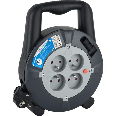 Electraline 29007 Enrouleur Rallonge Ménager Domestique 5m 16A - Section 3G1,5 mm², Noir (1/4)