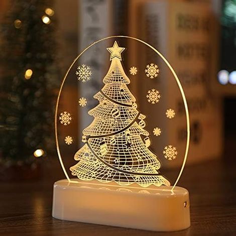 Veilleuse décorative de Noël pour la maison, ornements pour chambre d'enfant, alimentation USB en acrylique, cadeaux de Noël pour