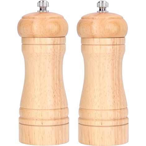 2 pièces Moulin à Sel et Poivre en Bois Réglable - Moulin à Épices pour Cuisine - Hauteur 14,5 cm (1/5)