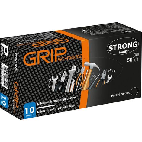 Gant jetable Grip.nitrile.non poudré. noir.taille.11. boîte-50 pièces