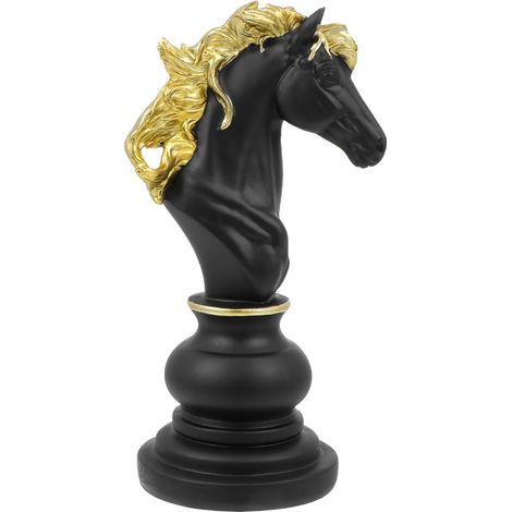 Ornement D'Échecs en Résine 8.27X3.74X2.95In Sculpture Cheval Décoration Intérieure Bureau Maison Artisanat Pièce (1/5)