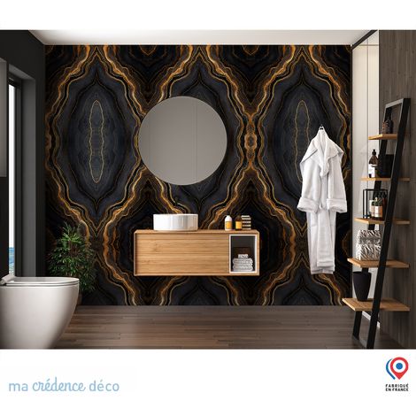 Papier peint : Marbre noir et filets dorés - Intissé - 200 cm - 280 cm (1/5)