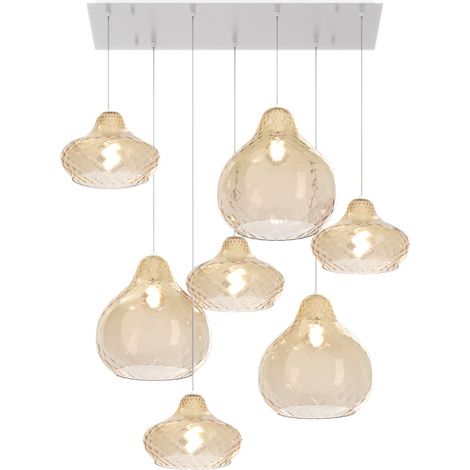 Lampadario vetro colorato top light dress 1191 bi s7 rmix ambra e27 led lampada soffitto moderna
