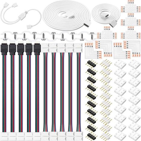 Kit di connettori per strisce LED, cavo di prolunga per strisce luminose, connettori adattatori senza saldatura e senza spazi per strisce LED 5050 da 10 mm 4 (1/2)