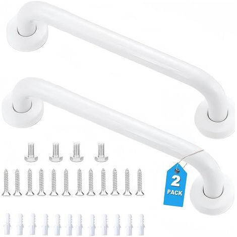 2-teiliger Sicherheits-Haltegriff für Badewanne, rutschfeste Edelstahlgriffe, WC-Haltegriff, Badezimmer-Haltegriff, Dusch-Haltegriff für Senioren/Kinder, 30 cm, Weiß