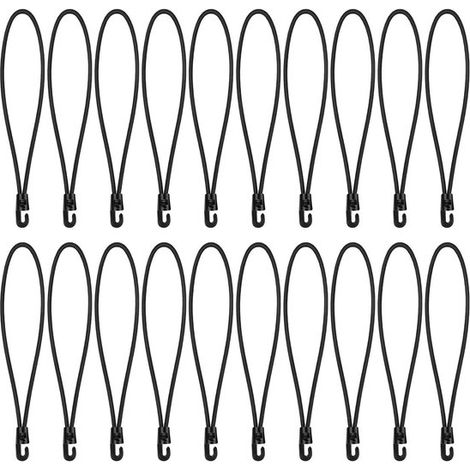 Set di 20 corde elastiche, in PP + polipropilene, tenditori per tende, corde elastiche per tende, tiranti elastici, corde elastiche per bagagli, ganci e cinghie (1/5)