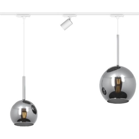 Binario top light mono 1155 future yari bi bianco e27 led lampada soffitto moderna spot orientabile vetro cromo