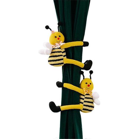Ensemble de 2 attaches de rideaux tricotées à motifs d'animaux, avec boucle.