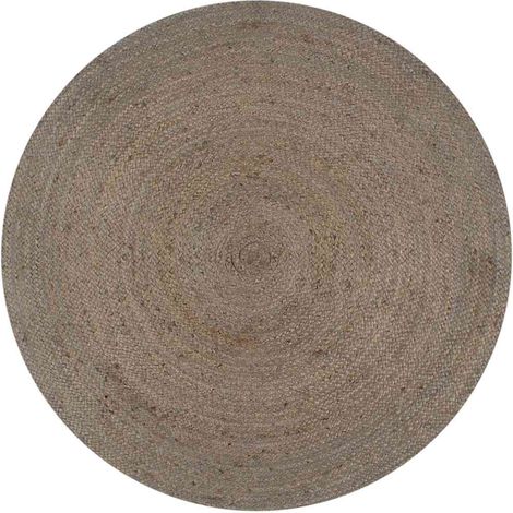 Tapis de salon Style Moderne Tapis fait à la main - Tapis de sol Jute Rond 150 cm Gris BV117954 - BonneVie (1/5)