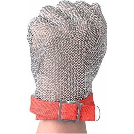 Schnittfeste Sicherheitshandschuhe S (1 Stück) Edelstahl-Netzhandschuhe für Schneid- und Zerkleinerungsarbeiten GL08