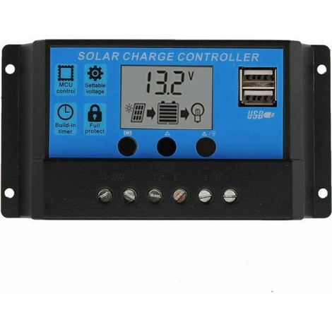 Régulateur de Charge Solaire,Contrôleur de Charge Solaire 12V/24V 30A PWM,Paramétrage Automatique, Écran LCD Réglable,Contrôleur de Panneau Solaire Intelligent pour Systèmes d'Énergie Solaire (1/5)
