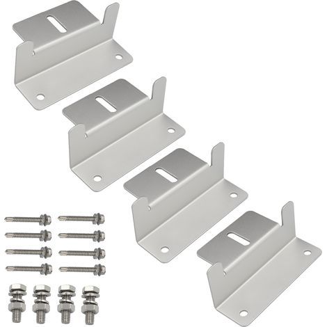 Lot de 4 supports en Z pour panneaux solaires en alliage d'aluminium,Kit de fixation et de vis pour panneaux photovoltaïques destinés aux camping-cars, caravanes et bateaux (1/5)