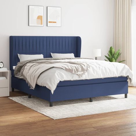 Boxspringbett mit Matratze Blau 180x200 cm Stoff vidaXL (1/5)