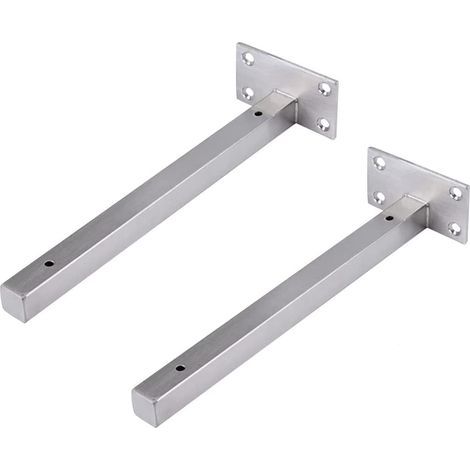 25cm Supports Étagère Flottants, Monté éTagèRe, Equerre Industrielle Etagere Murale Fixation Invisible Supports Vintage Equerre Murale Equerre Metallique Bricolage Argent avec Vis (2 PièCes) (1/5)