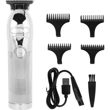 Tondeuse Cheveux Homme Professionnelle Rechargeable USB - Kit de Coupe et Taille Argenté (1/5)