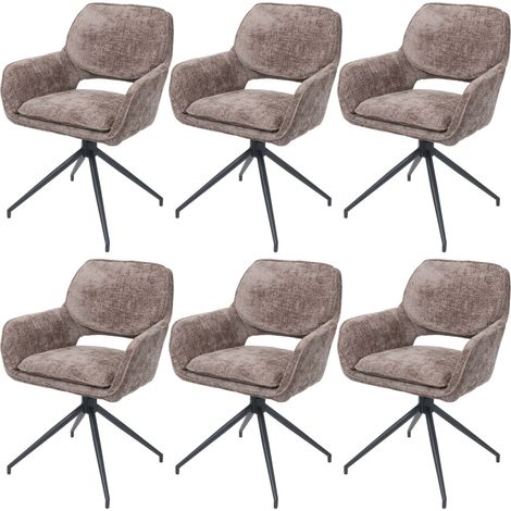 [NEUWERTIG] 6er-Set Esszimmerstuhl HHG-643, Küchenstuhl, drehbar Auto-Return, Stoff Chenille (490g/m²) Öko-Tex braun