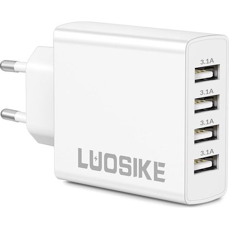 Multi-USB-A Charger, 4-Port USB Mains Socket 5V/3.1A (1/3)
